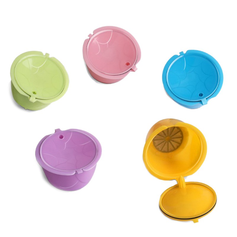 6-Color Reusable Coffee Capsule Plastic Refillable Compatible for Dolce GUSTO Coffee Filter Baskets Capsules