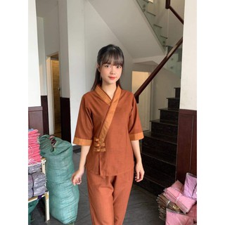 #đồ lam đi chùa 3 nút linen cao cấp