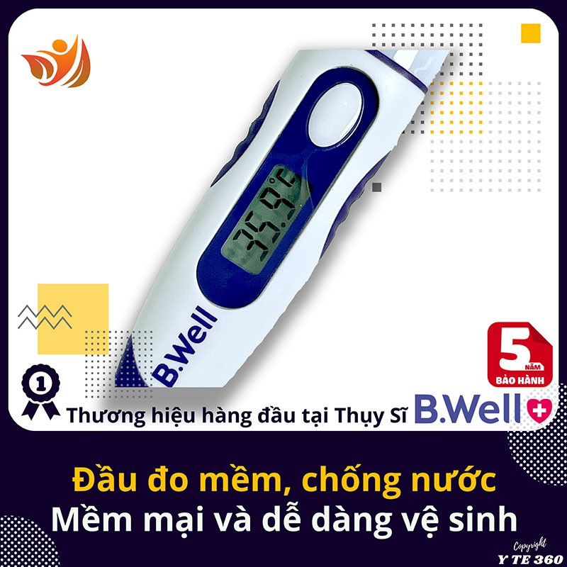 Nhiệt kế điện tử đo độ ngậm miệng kẹp nách hậu môn cho bé b.well wt 04 - bwell y tế 360