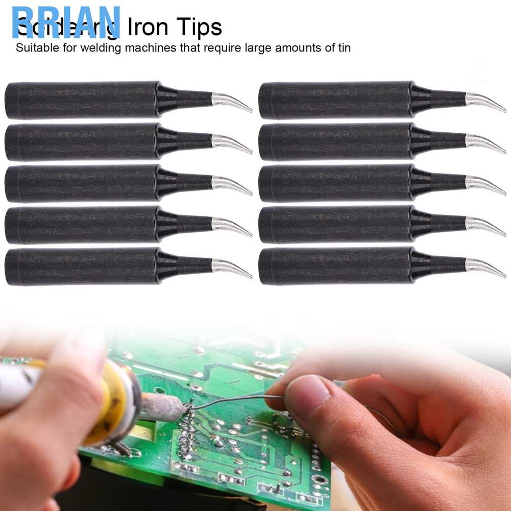 Rrian 10Pcs Soldering Iron Tips Black Inner Heating Welding Accessories 900M‑T‑IS Curved Bit | BigBuy360 - bigbuy360.vn