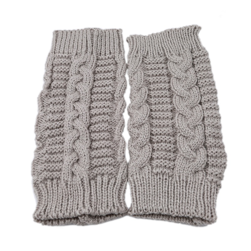 Popular 1 Pair Women Fashion Knitted Arm Fingerless Winter Gloves Soft Warm Mitten