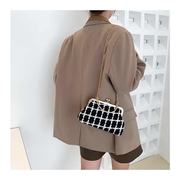 Túi Xách JASMIN NOIR Nữ Bằng Len Phối Dây Xích Thời Trang