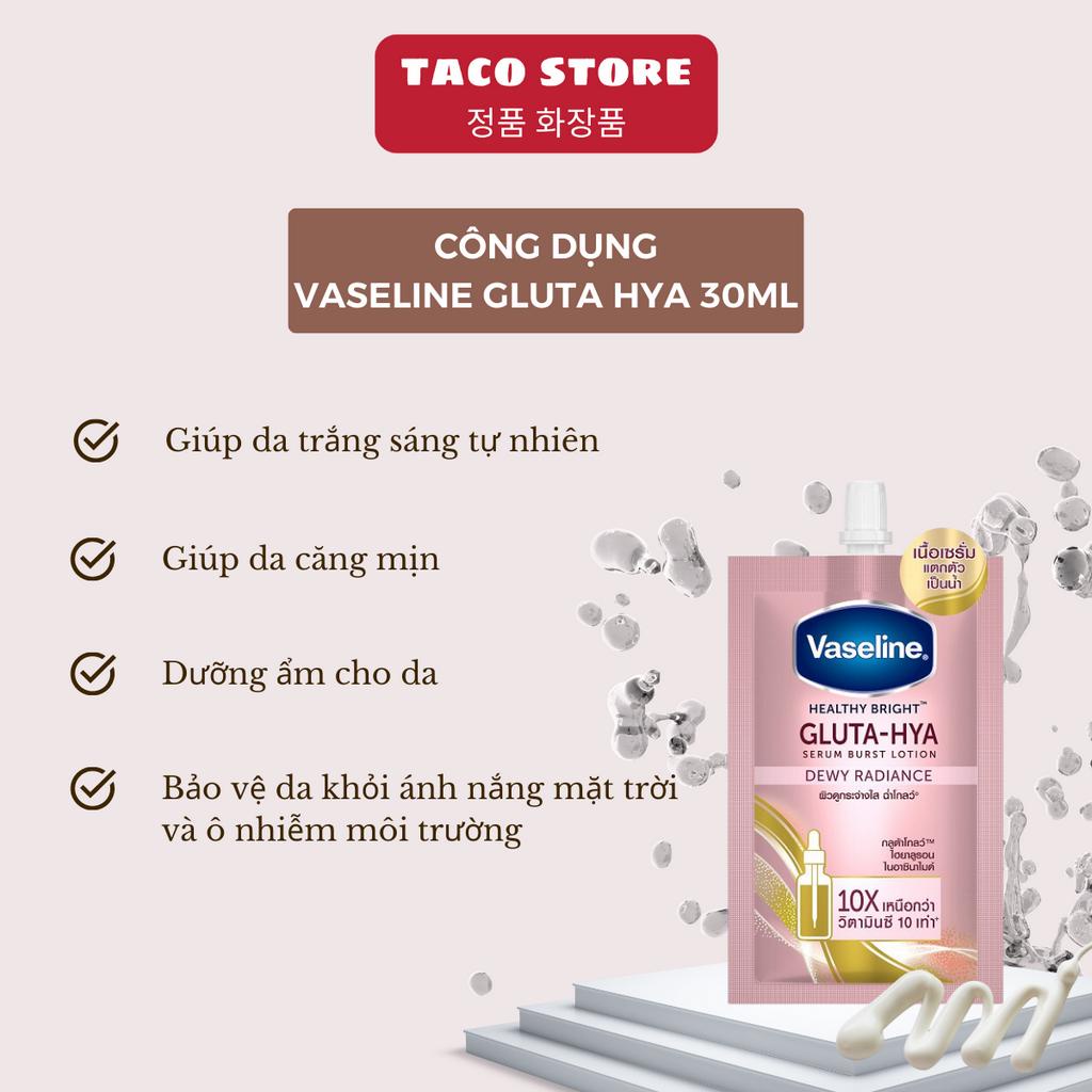 Vaseline Gluta Hya 10x 30ml (Gói Nhỏ Màu Hồng) Sữa Dưỡng Thể Trắng Da Tự Nhiên