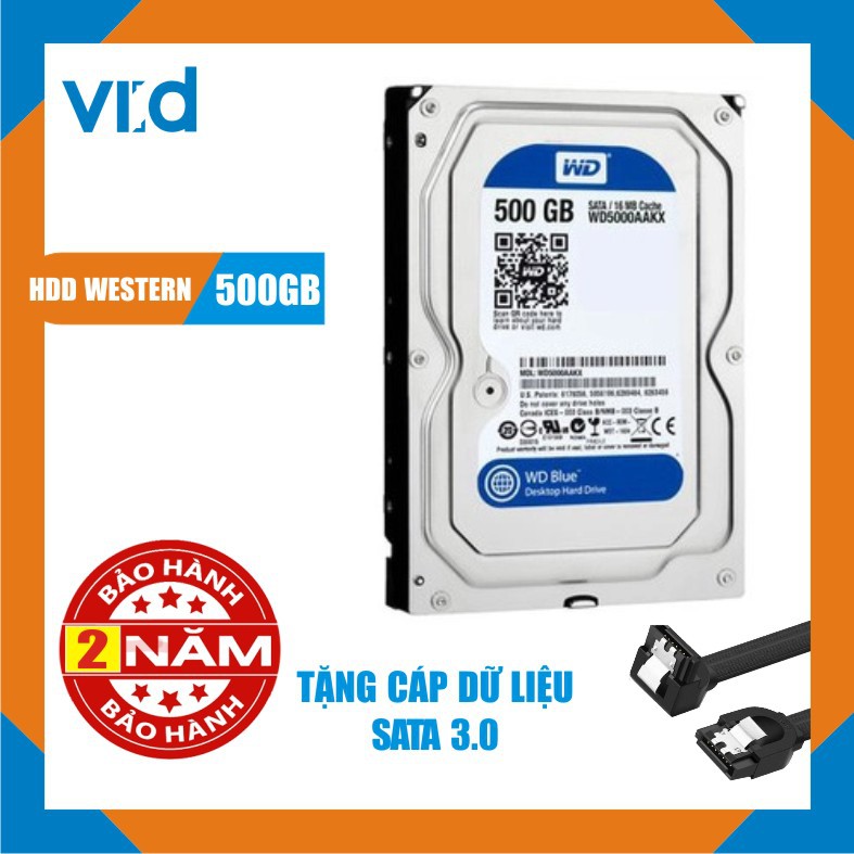 Ổ cứng HDD 500GB Western Blue SATA - Tặng cáp sata 3.0 Hàng tháo máy đồng bộ nhập khẩu mới 98% BH 24T | WebRaoVat - webraovat.net.vn