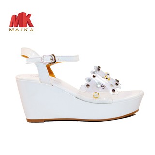 Xăng đan đế xuồng quai ngang cao 8cm S145 Trắng đế đúc, thời trang, trẻ trung, phù hợp đi học, đi chơi, đi làm MK MAIKA