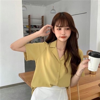 sơ mi lụa cộc tay cổ vest