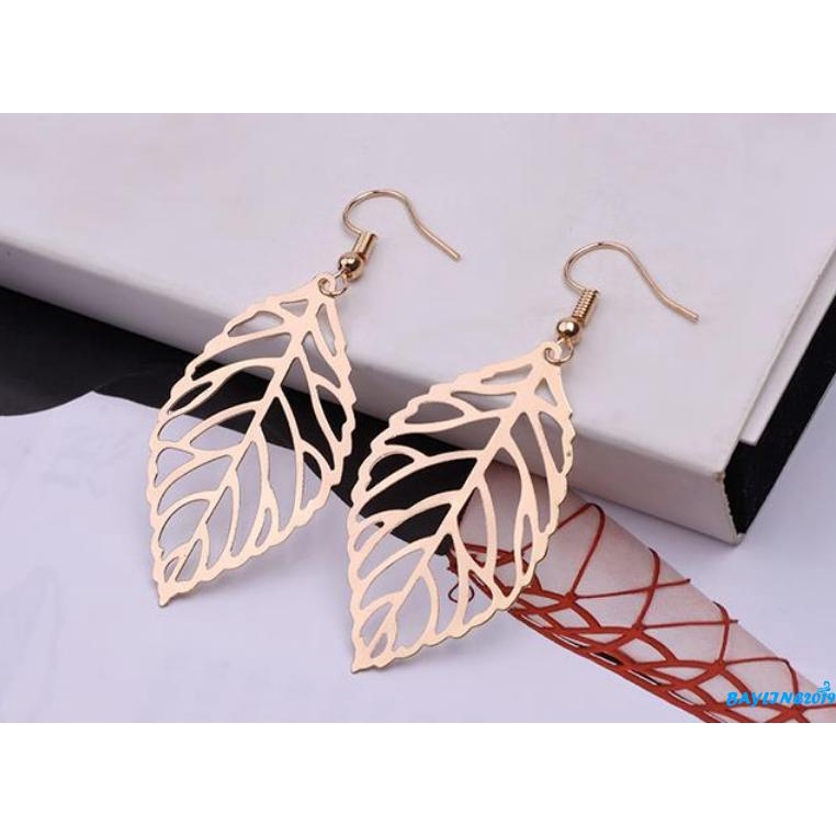 Bông tai dài hình chiếc lá phong cách bohemian thanh lịch cho nữ