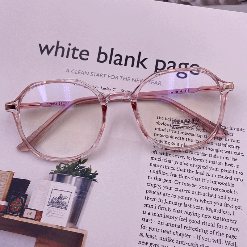 Mắt Kính Gọng Tròn Trong Suốt Chống Ánh Sáng Xanh Thời Trang Cho Nữ