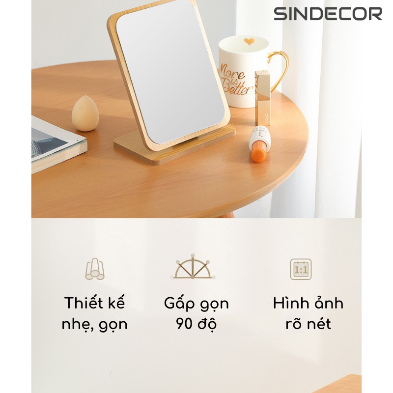 Gương Soi Trang Điểm Gỗ Để Bàn - Gương để bàn- SN03 - Sindecor