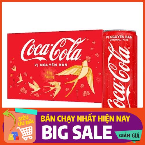 [ICLN9 giảm 5K cho đơn hàng 50k]  Thùng 24 Lon Nước Giải Khát Coca-Cola vị Nguyên Bản Original x 320ml Hàng Chính Hãng