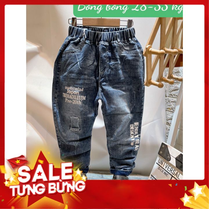 Quần Bò Mềm In Chữ Chất Cực Đẹp Cho Bé Trai ( Ảnh Thật Shop Chụp)