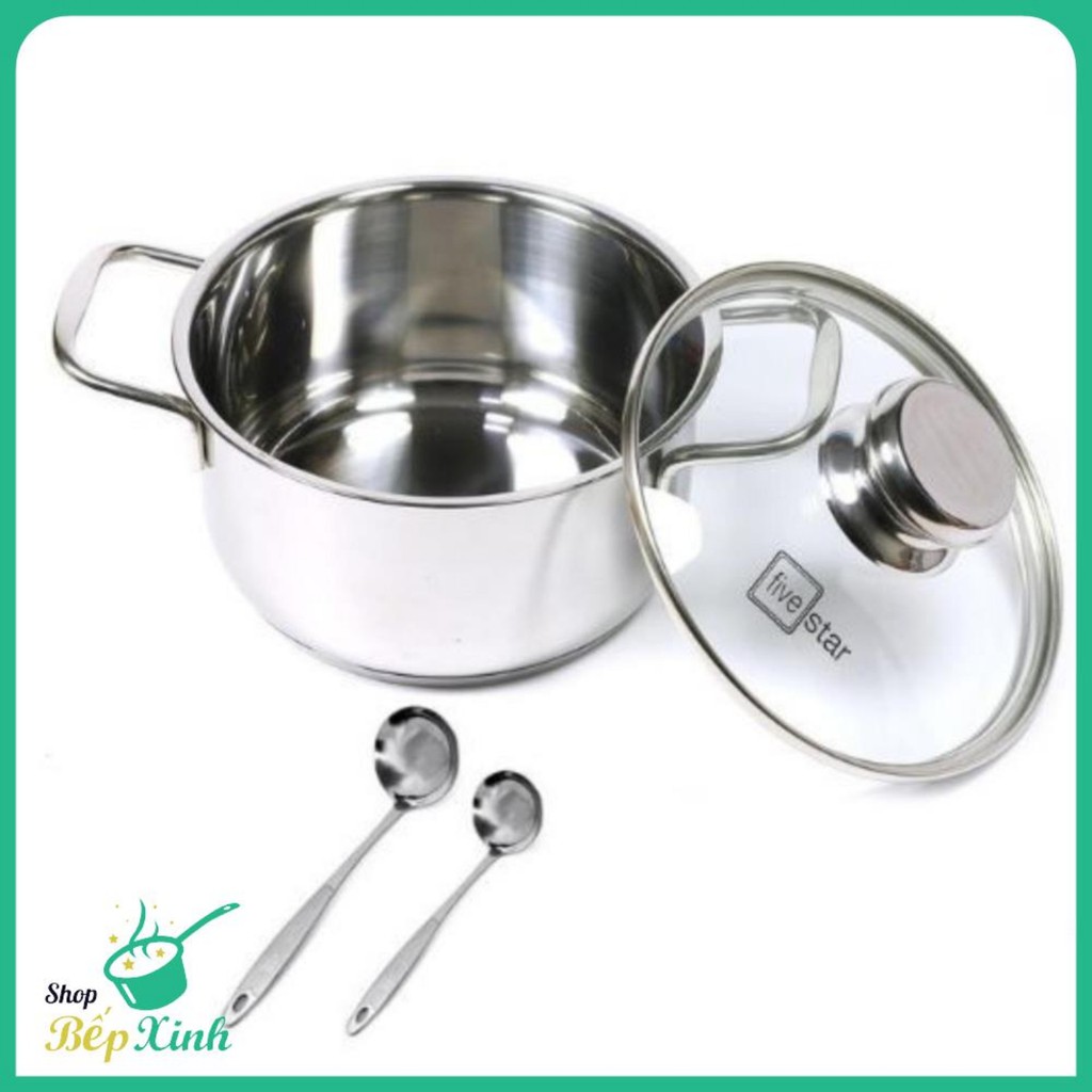 NỒI FIVESTAR INOX 16CM 3 ĐÁY NẮP KÍNH