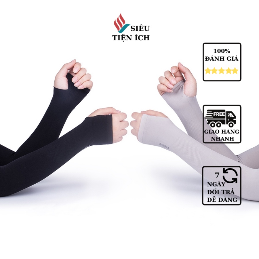 Gang tay chống nắng xỏ ngón siêu mát co giãn 4 chiều, gang tay đi phượt chống tia UV Lets Slim