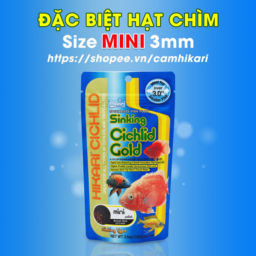 Cám Chìm Hikari Sinking Cichlid Gold Mini - Thức Ăn Cá Cichlid Vàng Dạng Chìm Size 3 - 3.4 MM