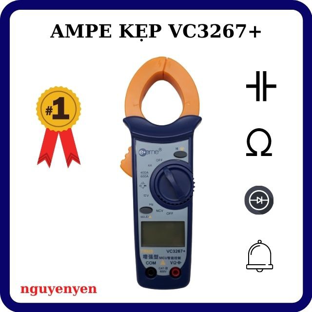 [TP. HCM] Đồng Hồ Đo Kẹp Dòng Ampe Kìm Điện Tử VC3267+ Kỹ Thuật Số - TRUE RMS - NCV Dò Dây - AC 600A Tụ 40nF-4mF