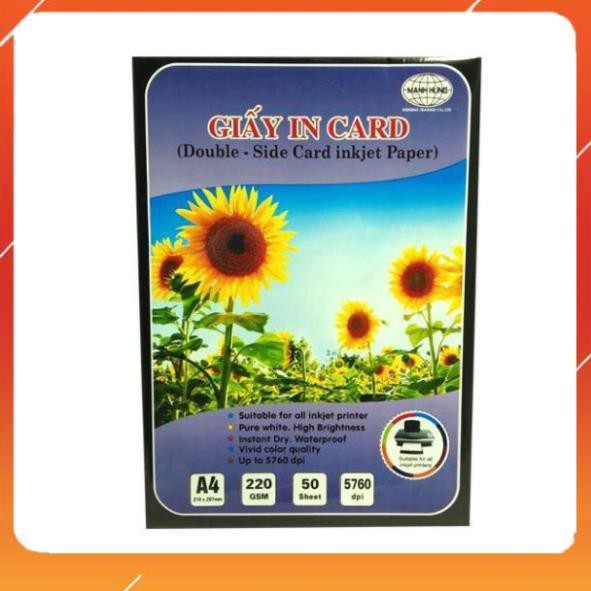 Giấy in Card Visit 2 mặt bóng Mạnh Hưng Định Lượng 220gms (Xấp 50 tờ)