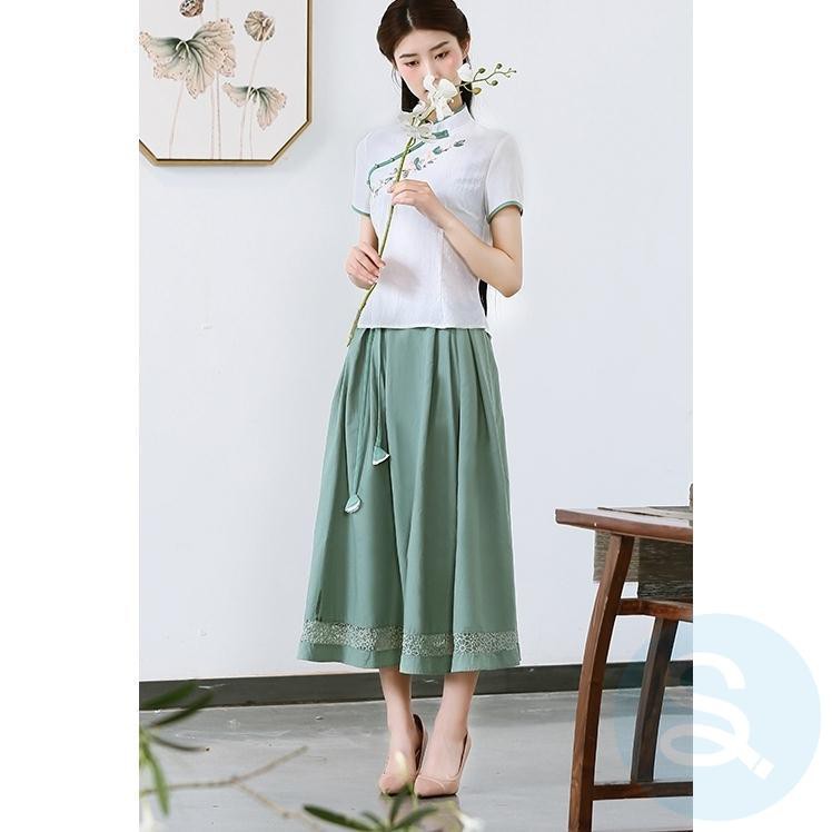 Áo Kiểu Sườn Xám Cách Tân Tay Ngắn Cài Nút Chất Liệu Cotton Và Vải Lanh Phong Cách Trung Hoa Cổ Điển Thời Trang Mùa Hè Cho Nữ