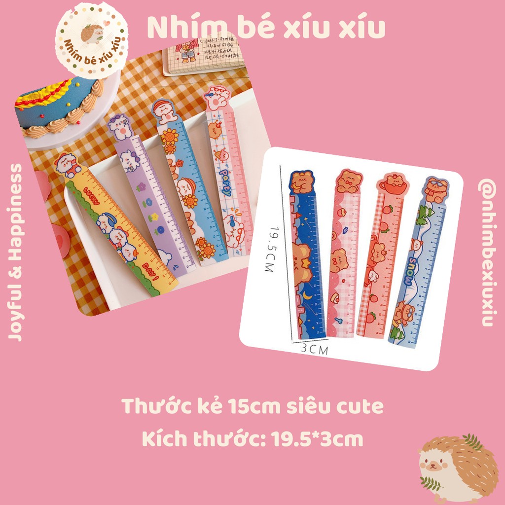 Thước kẻ mềm 15cm nhiều hình dễ thương