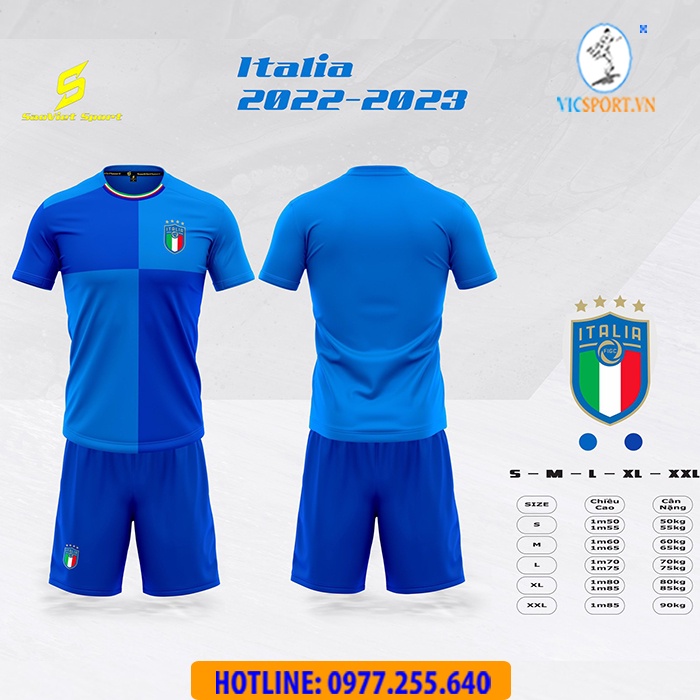 Áo Đá Bóng, Quần Áo Đá Banh Đội Tuyển ITALIA 22-23 Thun Lạnh Thoáng mát SV - Vicsport