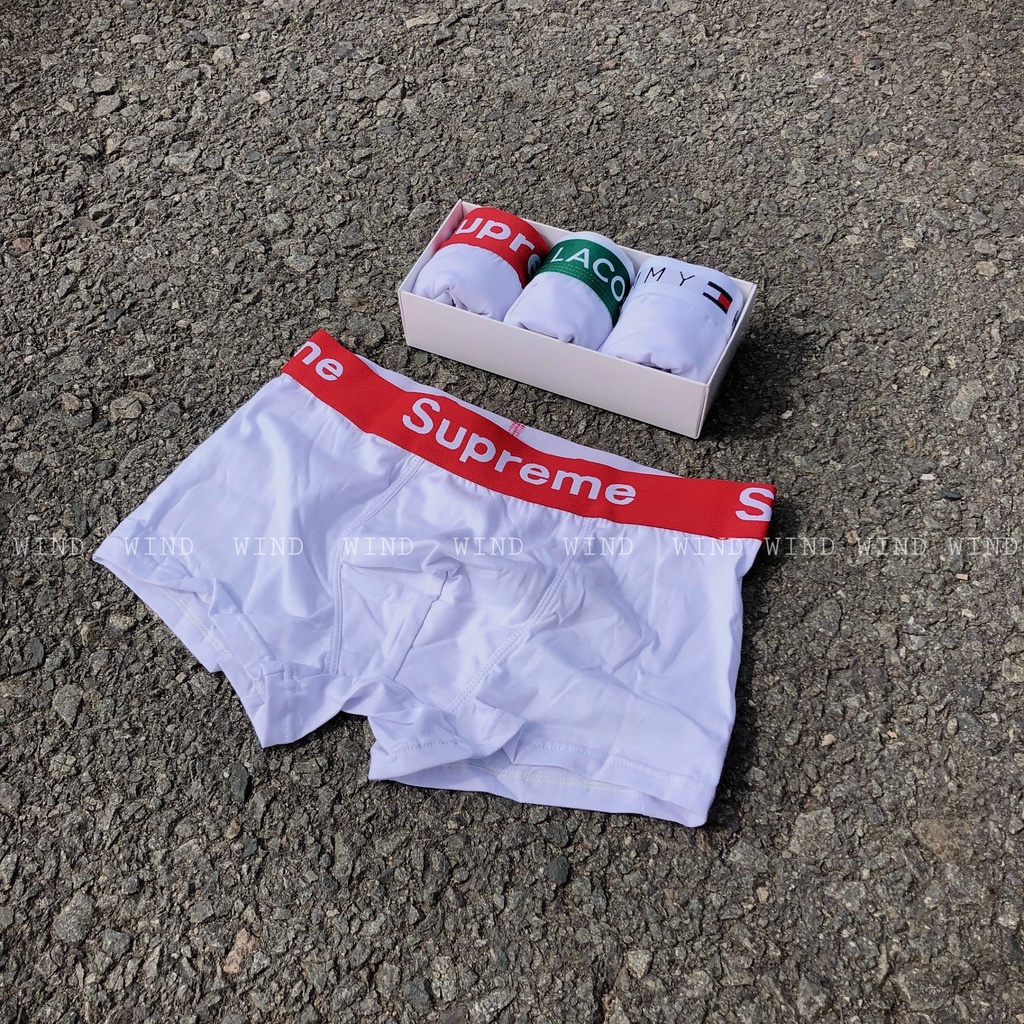Quần lót nam boxer cao cấp chất cotton siêu đẹp [ SET 3 BOXER FULL WHITE  ] ảnh thật WIND CTS TRẮNG