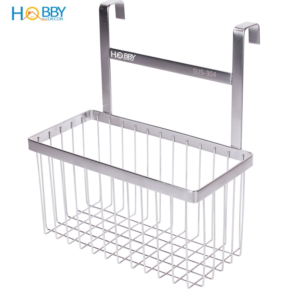 Kệ đựng gia vị và đồ dùng bếp gắn cánh cửa tủ bếp HOBBY TB3 Inox 304 xước - không rỉ sét, dộ dày cánh tủ nhỏ hơn 3cm