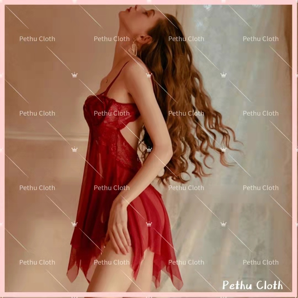 （Q1,HCM) có quần lótVáy ngủ sexy nữgợi cảm, Đầm ngủ xuyên thấu 2 dây kèm quần chip---010