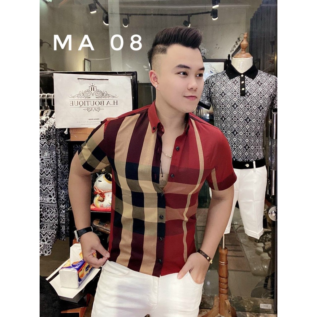 Sơ Mi Tay Ngắn nam Burberry 💥 SALE GIÁ SỐC 💥 với họa tiết caro giúp AE dễ phối đồ đi chơi và đi tiệc