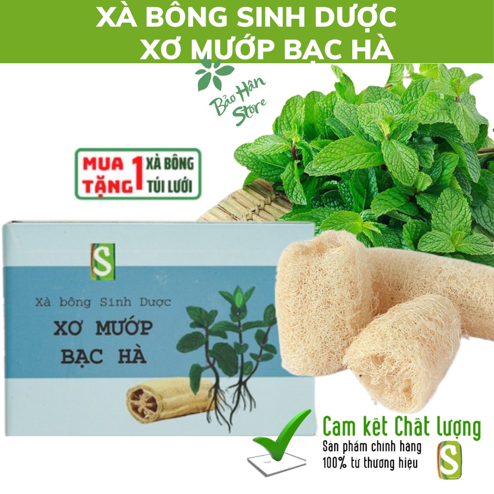Xà Bông Sinh Dược Xơ Mướp Bạc Hà Giúp Tẩy Da chết, Tắm Gội, Rửa Tay, Làm Sạch Cơ Thể, Kháng Khuẩn, Mùi Thơm Tự Nhiên