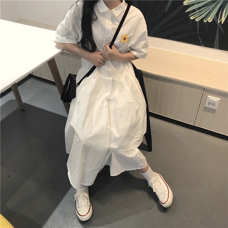 Đầm kiểu Perty cổ bẻ màu trơn phong cách Hàn Quốc thời trang cho nữ
