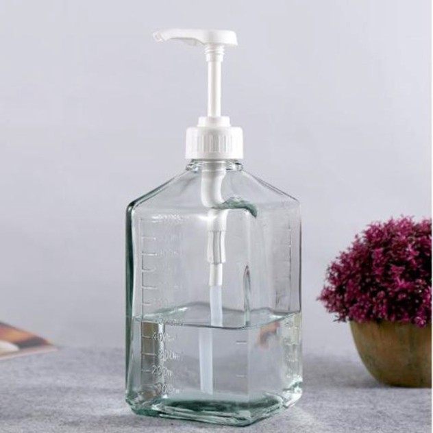 Bình đựng siro bằng nhựa - thủy tinh có vòi pump định lượng 10ml 1 lần bơm