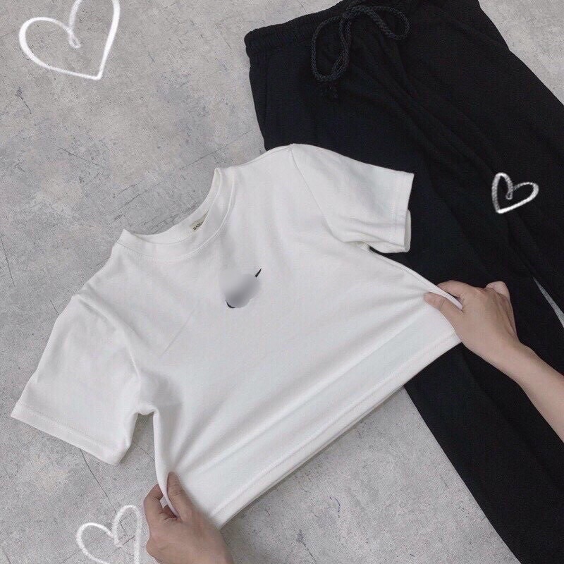 Set Đồ Bộ Thể Thao Áo Croptop ôm tay ngắn + Quần jogger nữ dáng rộng chất nỉ bo gấu năng động