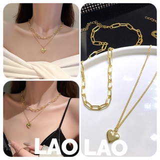 VC 6 - FREESHIP -Vòng cổ dây xích 2 lớp mặt trái tim lớn cá tính - hàng có sẵn ( video+ảnh thật)