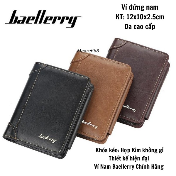 Ví Nam Cầm Tay Cao Cấp Sang Trọng Thương Hiệu Baellerry (2 khóa )