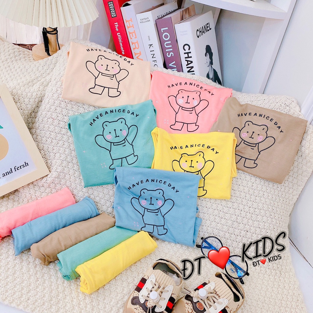 Bộ thun lạnh Minky Mom sát nách phiên bản gấu Have a nice day cho bé trai bé gái