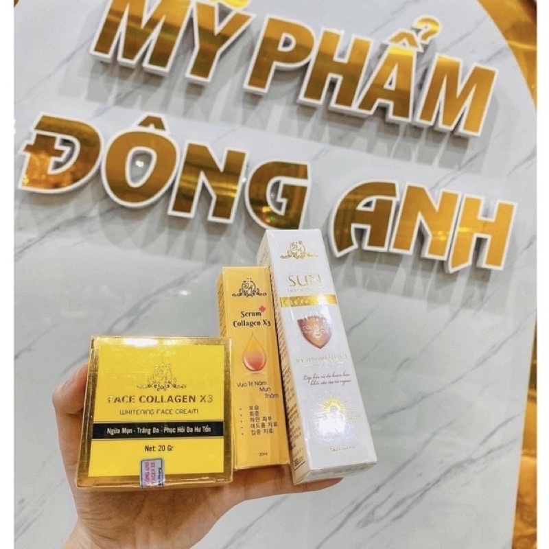 SERUM X3 + KEM FACE  X3 + CHỐNG NẮNG + CAO NGHỆ + SỮA RỬA MẶT ,MỸ PHẨM ĐÔNG ANH