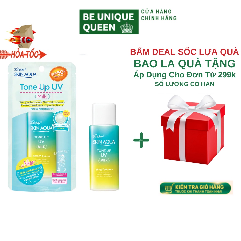 Kem chống nắng Sunplay Skin Aqua Tone Up UV Milk Mint Green SPF50+ PA++++ 50g - kcn