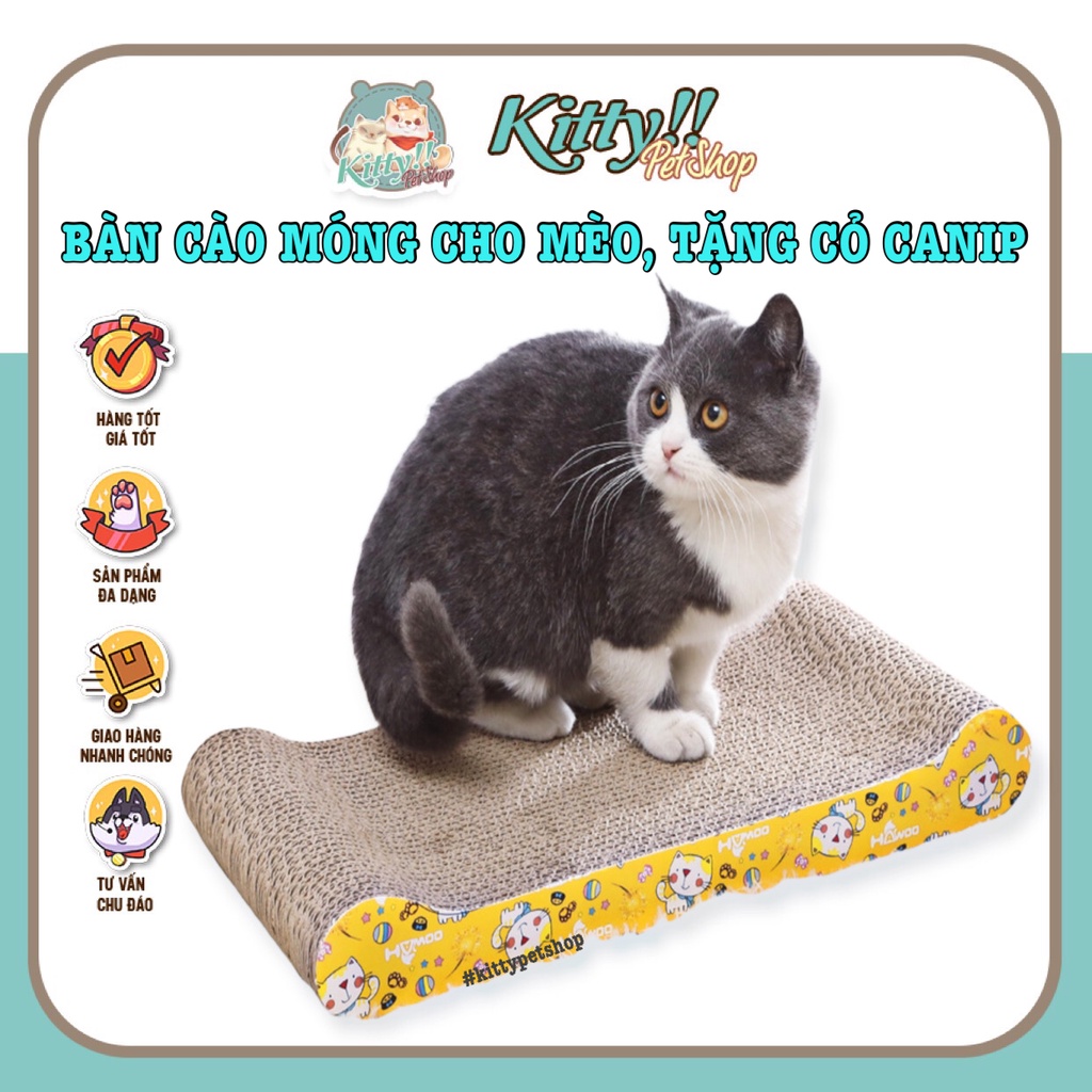 Bàn cào móng giấy dành cho mèo tặng kèm cỏ canip - phụ kiện thú cưng, bàn cào móng cho mèo - Kitty Pet Shop