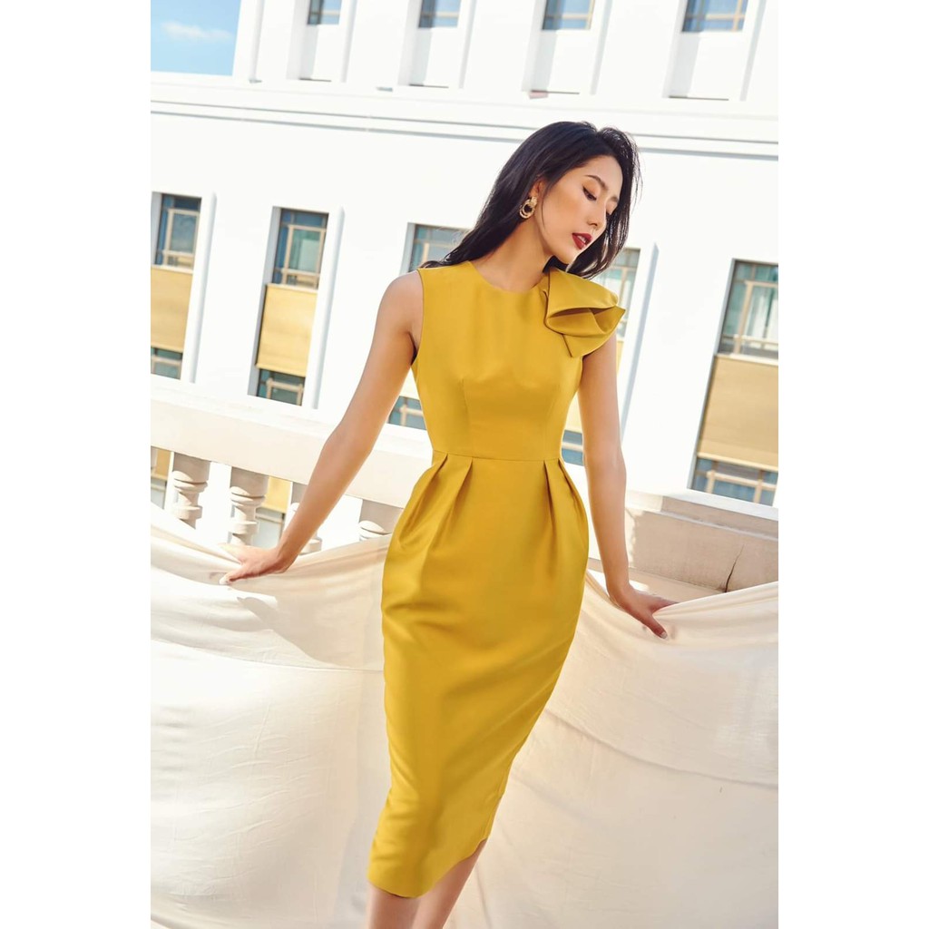ĐẦM ÔM BODY KIỂU SÁT NÁCH NƠ VAI XẾP LY BỤNG (HÀNG CAO CẤP)