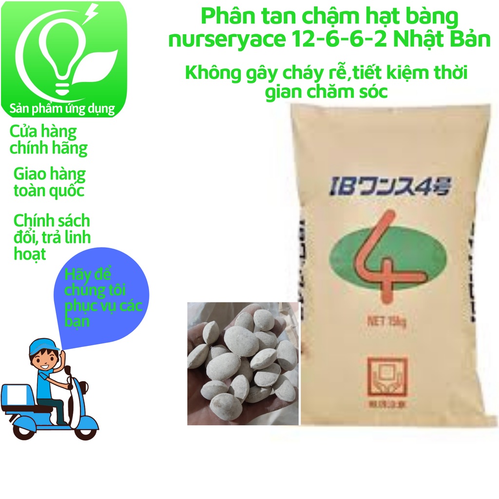 Phân tan chậm hạt bàng nurseryace 12-6-6-2 Nhật Bản, 200gr cho Bonsai, hoa lan, cây cảnh, cây ăn trái