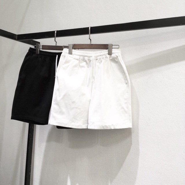 Quần short kaki trơn lưng thun bacsic hàng unisex có 2 màu trắng /đen
