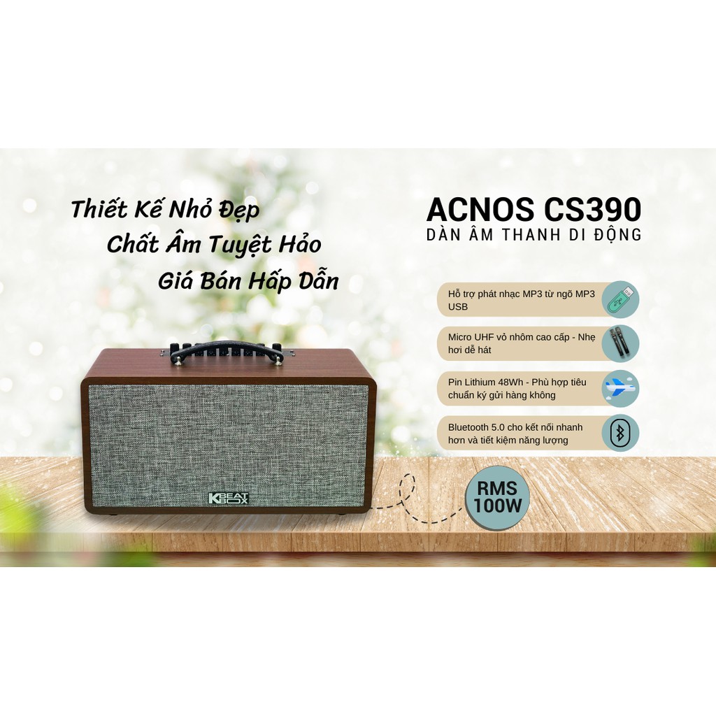 Dàn loa Karaoke di động Acnos CS390 tặng kèm 2 míc