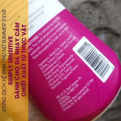 Dung Dịch Vệ Sinh Phụ Nữ Summer's Eve Simply Sensitive Mỹ