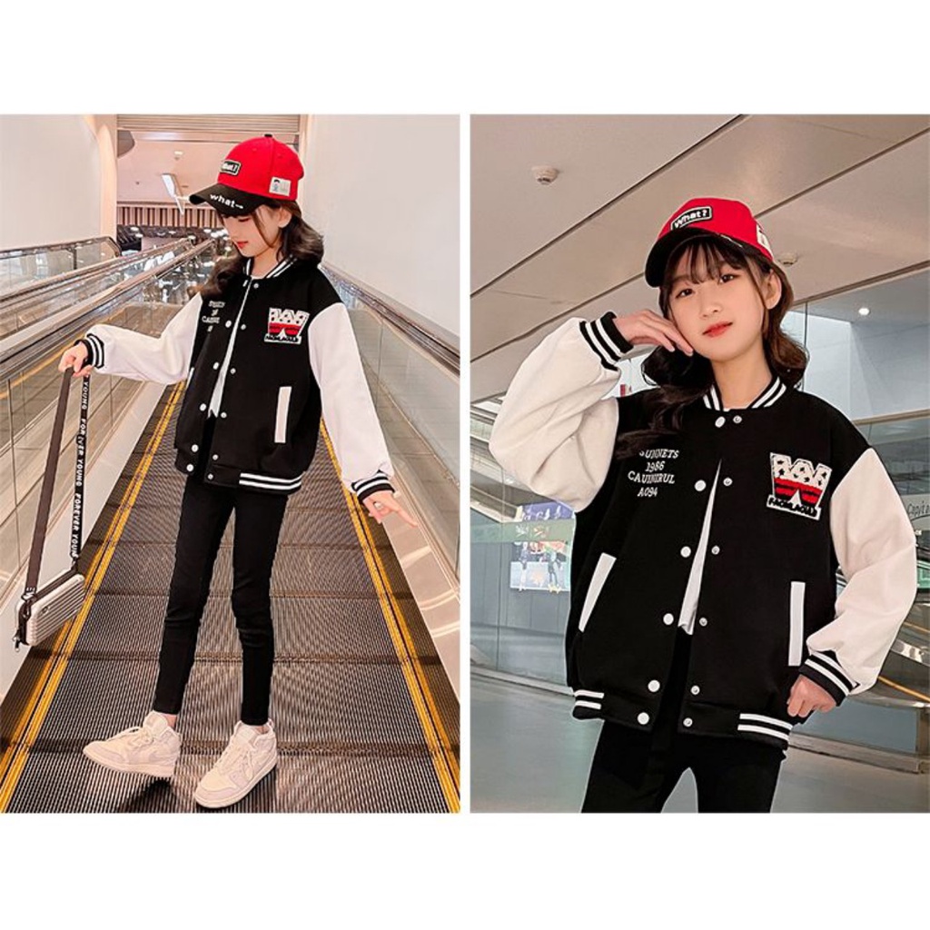 Áo khoac nỉ bomber dành cho bé gái 16-45kg Mẫu W