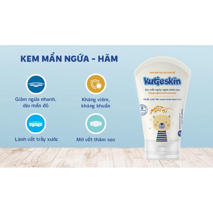 Bộ 3 KutieSkin cho bé - Kem chàm sữa, kem dịu mẩn ngứa, kem dưỡng ẩm cho trẻ sơ sinh và trẻ nhỏ