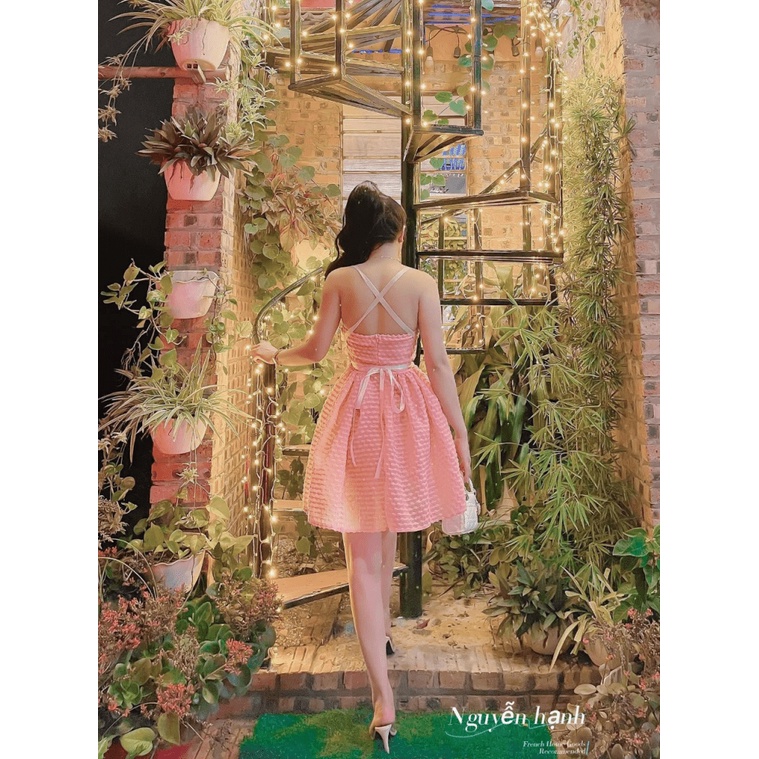 (Mẫu Mới) Đầm Tơ Hột Nổi Có Lót Có Mút Kèm Bông UP hhp