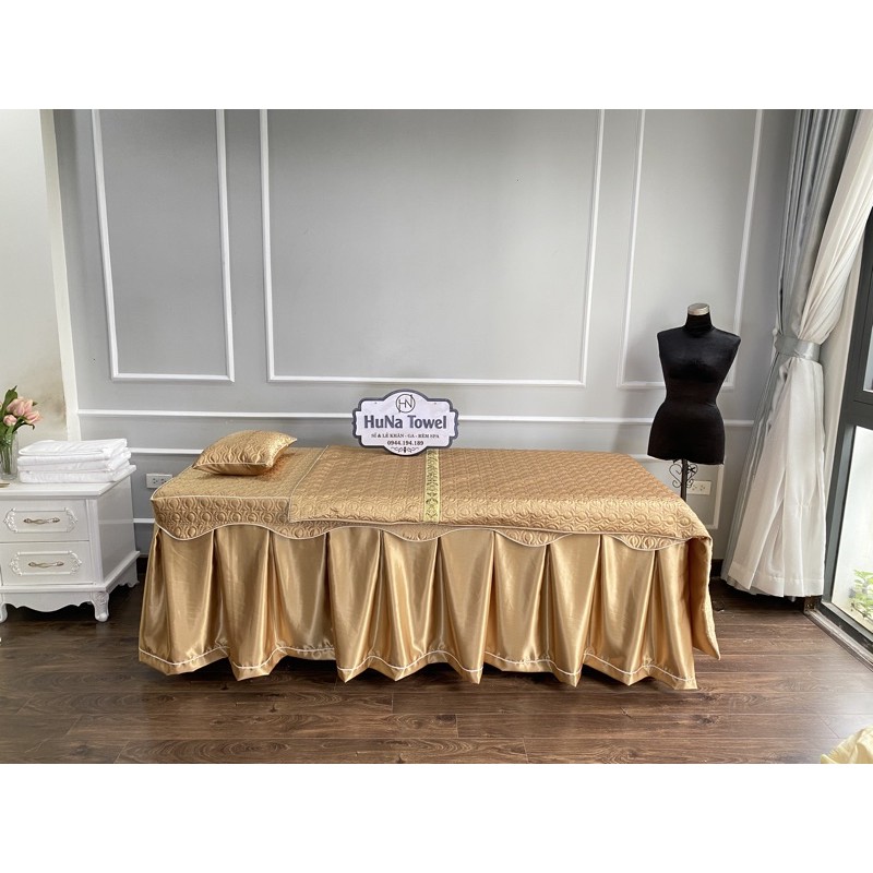 GA/DRAP PHI LỤA TRẦN BÔNG CAO CẤP KÈM GỐI CHO SPA, GIƯỜNG VALI MAY CỠ THEO YÊU CẦU