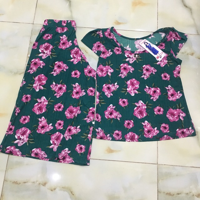 Sét bộ lửng ống rộng thun gân