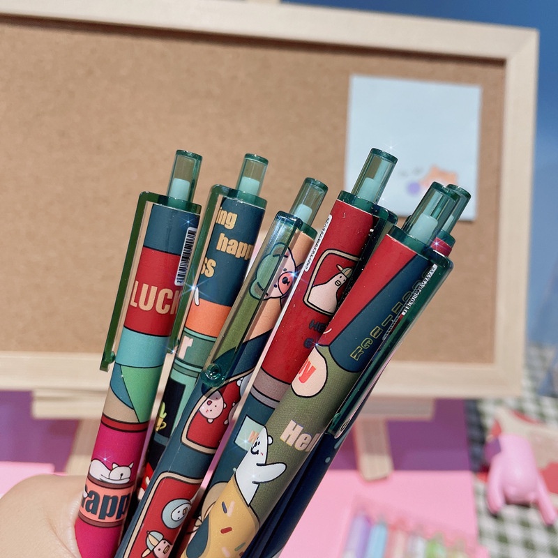 Bộ 6 cây bút mực gel ngòi 0.5 mực đen phong cách mori phong cách Hàn Quốc cho học sinh