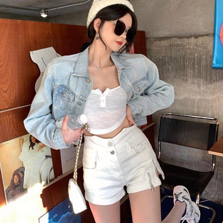 Áo Khoác Denim Dáng Ngắn Thời Trang Xuân Thu 2022 Mới Cho Nữ