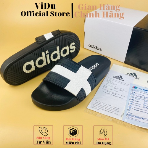 Dép nam thời trang ADIDAS ViDu 8722 hai màu trắng đen thiết kế ôm chân, quai sần chống bám nước